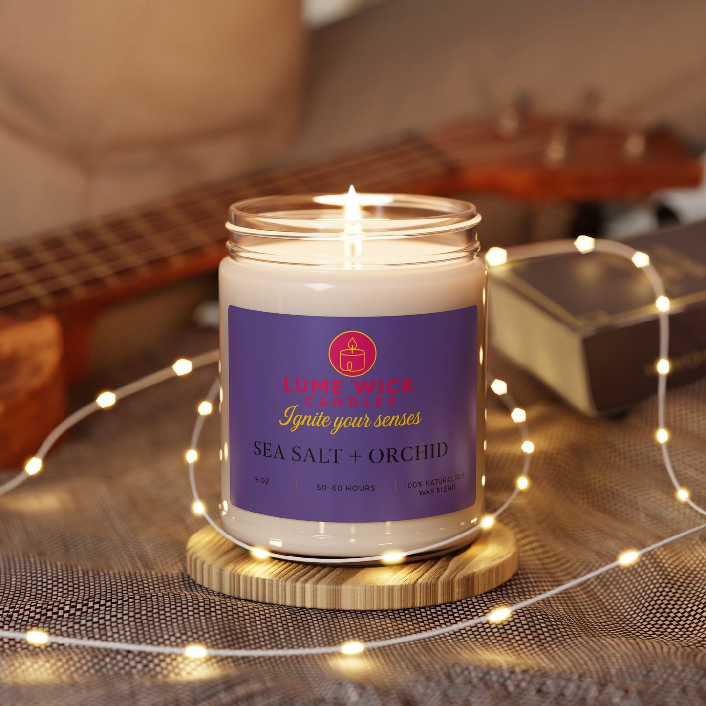 Sea Salt + Orchid Candle — Fresh Coastal Escape, Eco-Friendly, Perfect Self-Care Gift