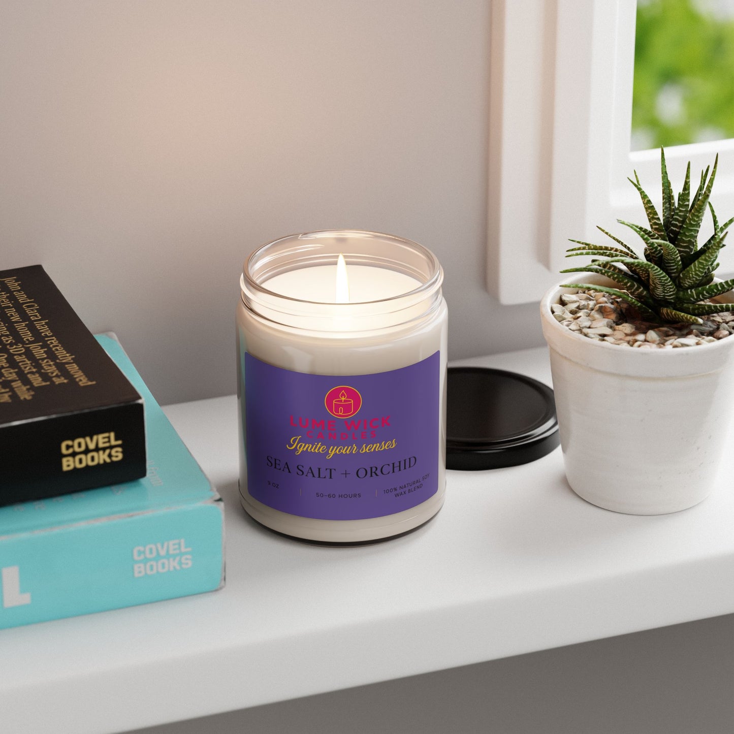 Sea Salt + Orchid Candle — Fresh Coastal Escape, Eco-Friendly, Perfect Self-Care Gift