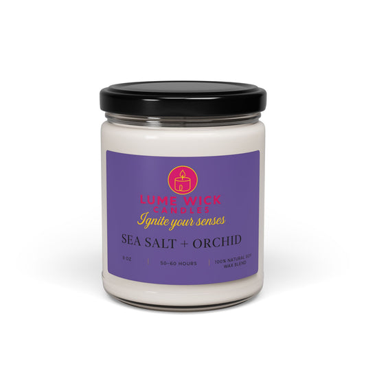 Sea Salt + Orchid Candle — Fresh Coastal Escape, Eco-Friendly, Perfect Self-Care Gift