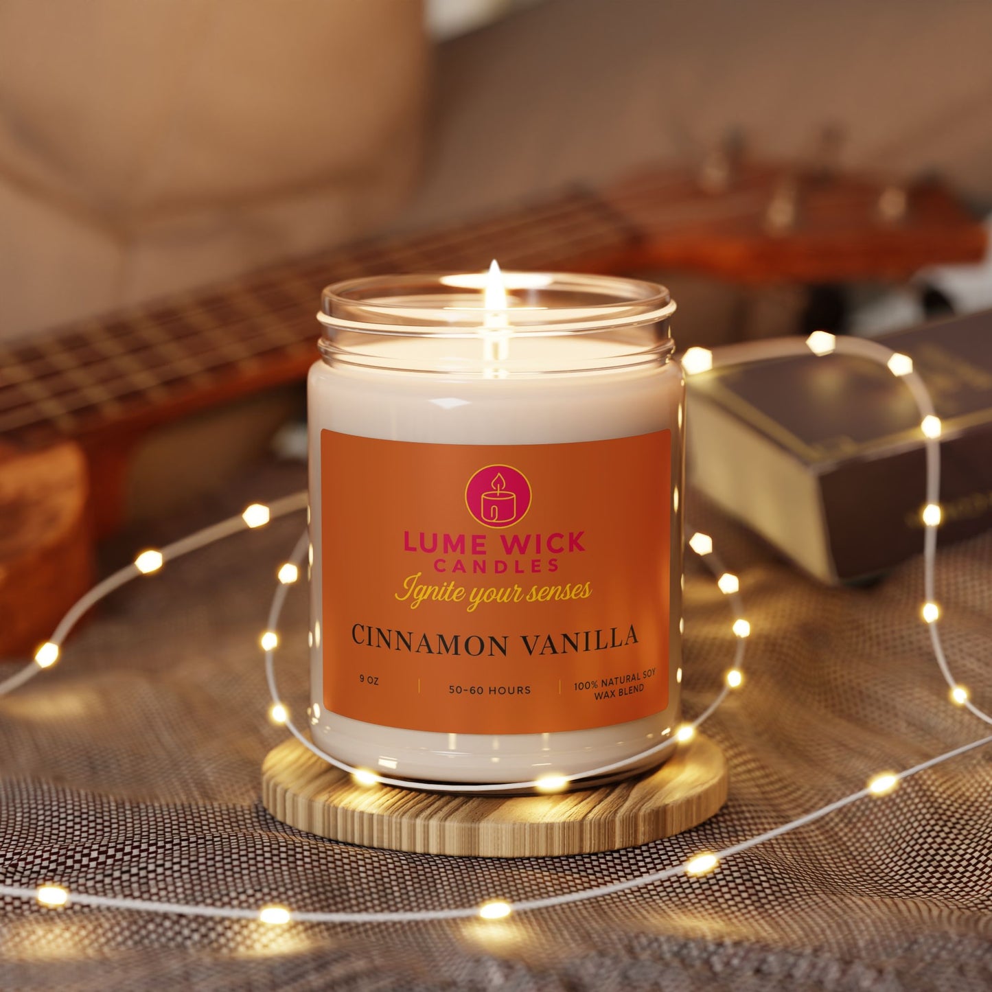 Cinnamon Vanilla Candle — Warm Cozy Comfort, Eco-Friendly, Perfect Self-Care Gift